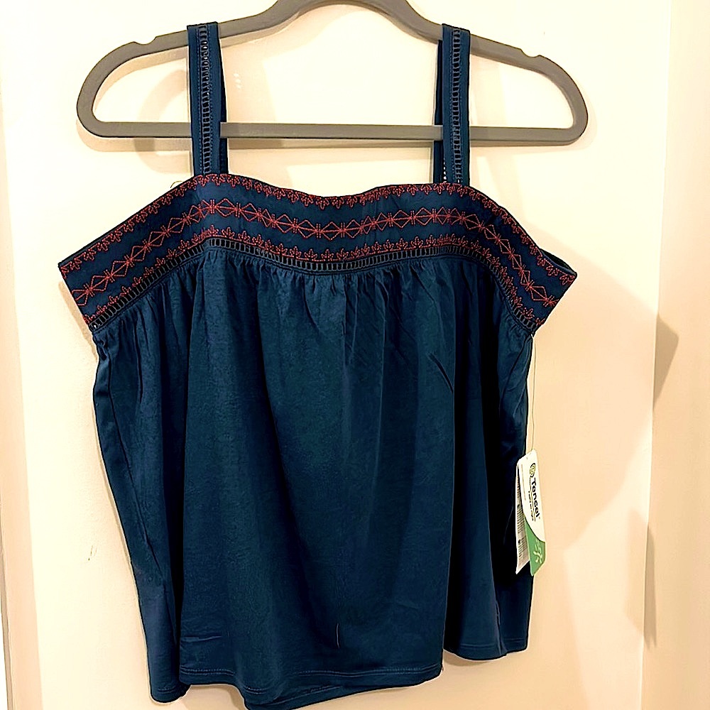 Eddie Bauer XL Denim Blue Top with embroidery